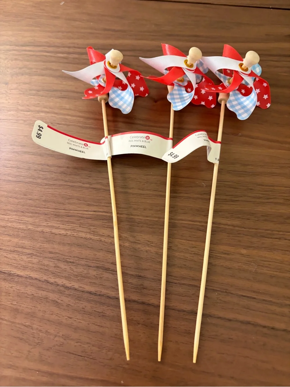 Celebrate It Red White & Blue Patriotic Pinwheels Set of 3 10”